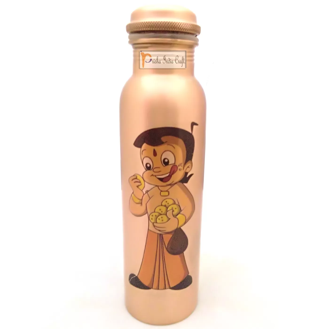 Digital Printed Pure Copper Water Bottle Kids School Water Bottle - Chhota Bheem Design, 1000 ML