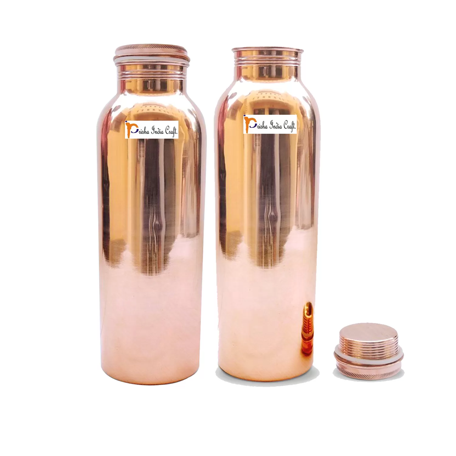 600 ml / 20.28 oz - Set of 2 - DIWALI GIFTT raveller's Pure Copper Water Bottle for Ayurvedic Health Benefits | Joint Free, Leak Proof