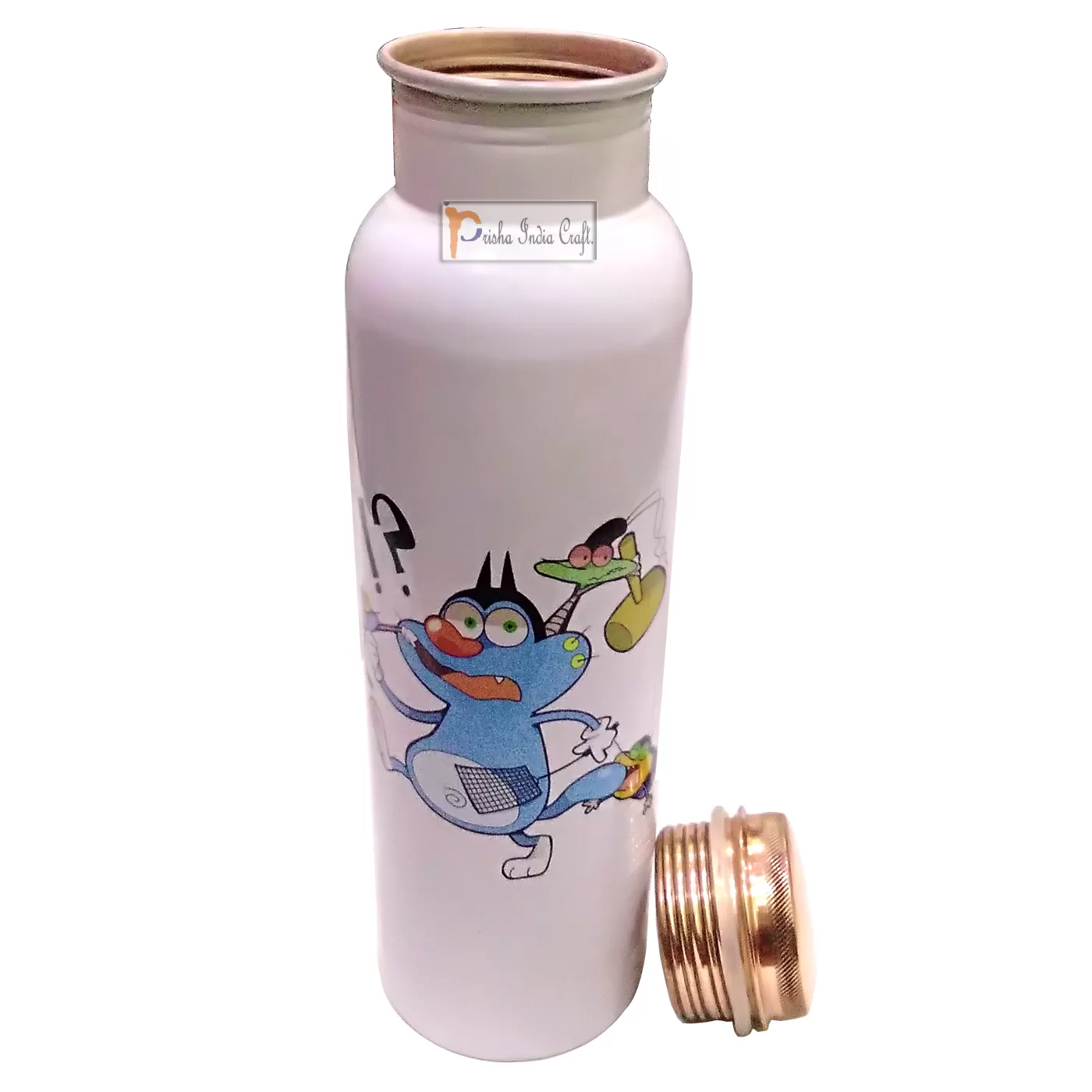 Digital Printed Pure Copper Water Bottle Kids School Water Bottle - Oggy Design, 1000 ML