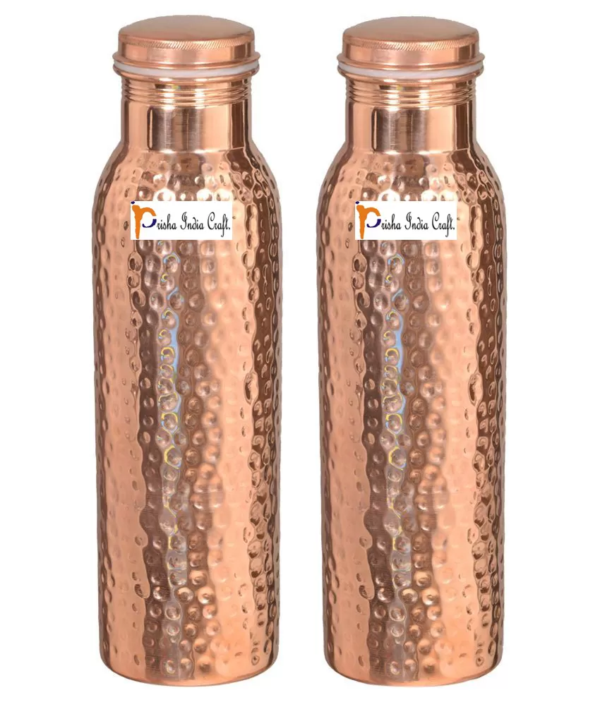 600ml / 20.28oz - Set of 2 - - Traveller's Pure Copper Water Bottle for Ayurvedic Health Benefits | Joint Free,