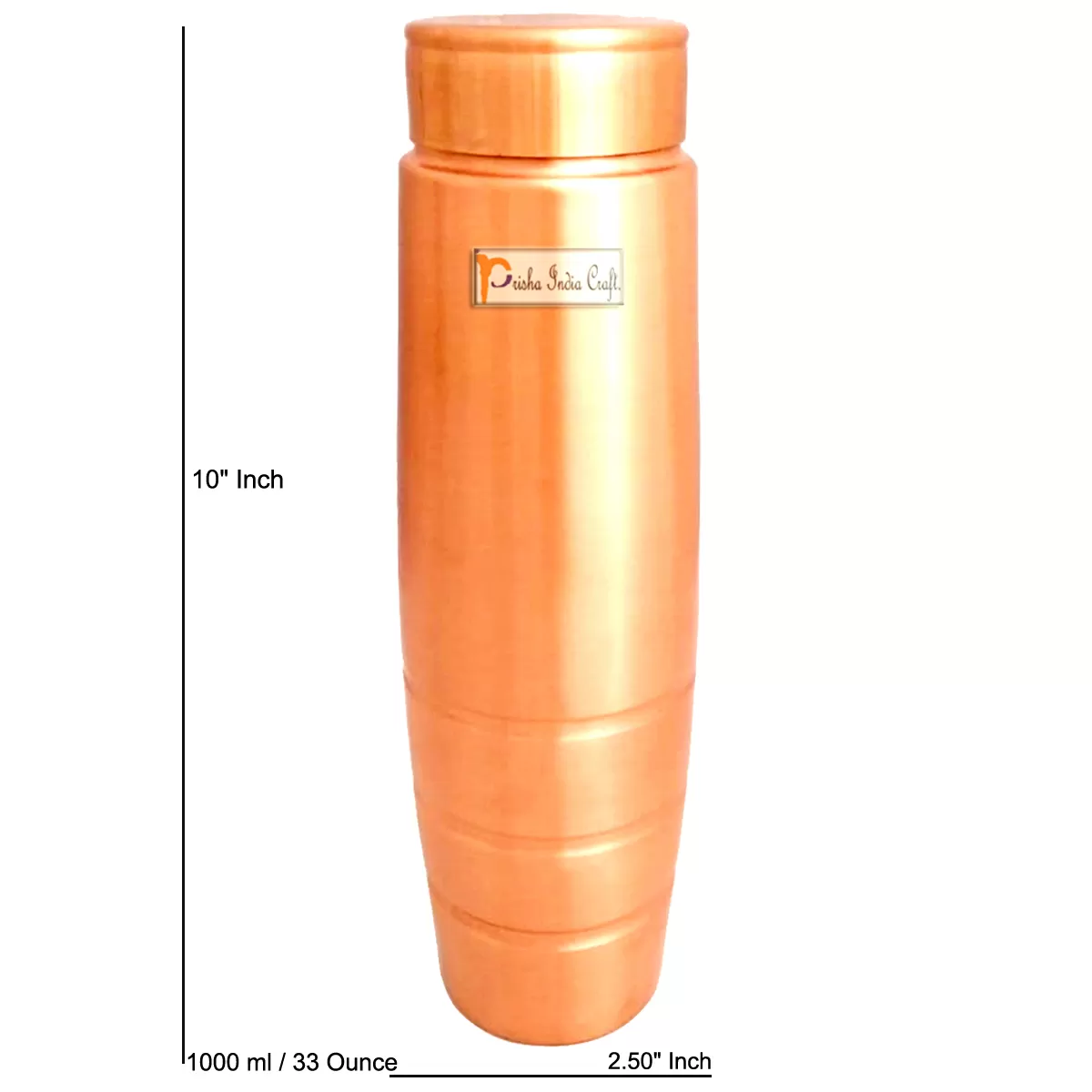 New Design Stylish Copper Bottle with Grip, Storage & Travelling Purpose, Yoga Ayurveda Healing, 1000 ML
