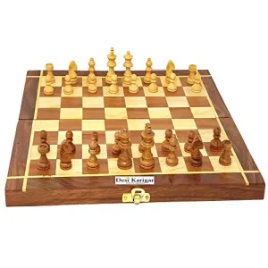 Folding Wooden Chess Board Set Game Handmade 12 Inches (Non - Magnetic)