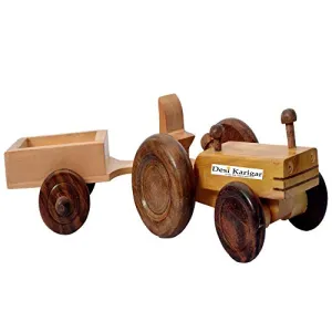 Beautiful Wooden Tractor Trolley Moving Toy