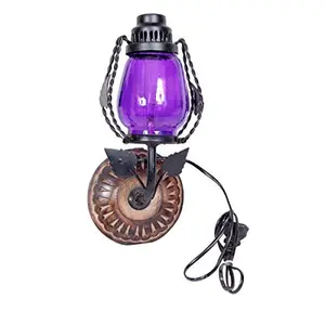 Wooden & Iron Fancy Wall Hanging Electric Chimney Lamp Color Purple.