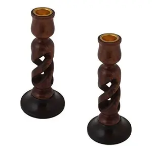 Combo of Wooden Candlestick Holders Candle Stand 7 Inch