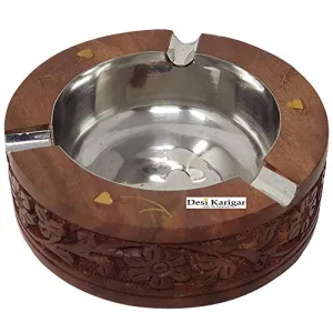 Wooden Antique Ashtray Brown