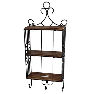 Home Decor 3 Shelf Book/Kitchen Rack with Cloth/Cup Hanger Size(LxBxH-13x5x24) Inch