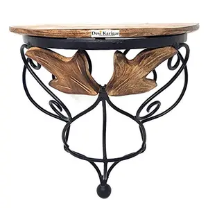 Wood & Wrought Iron Hand Carved Leaf Design Wall Bracket