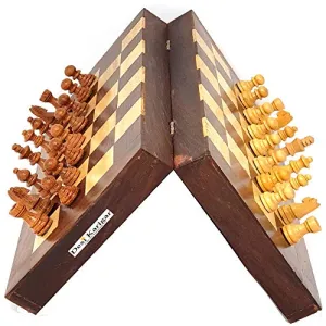 Collectible Folding Wooden Chess Game Board Set 10 inches with Magnetic Crafted Pieces
