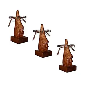 Family Pack of 3 Handmade Wooden Nose Shaped Spectacle Holder Specs Stand for Office Desktop - Tabletop Family Pack