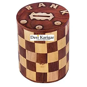 Round Money Bank Chess Style Joint Wood Piggy Bank