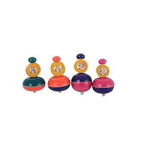 Muticolored Wooden Wind Top (Set of 4)