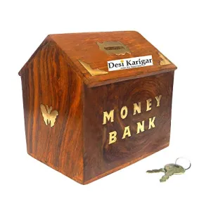 Sheesham Wood Hut Shaped Money Bank