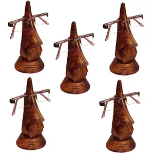 Beautiful Unique Hand Carved Rosewood Nose-Shaped Eyeglass Spectacle Holder Family Pack (Set of 5)
