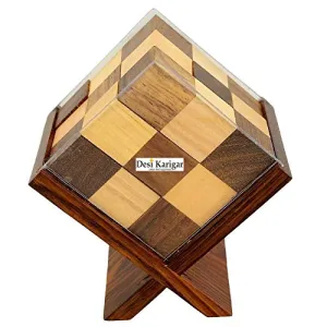 Handmade Indian Rubik's Cube Block with Stand Puzzle - Soma Cube for Kids - Travel Game for Families - Unique Gift for Children