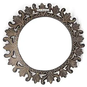 Desi Karighar Beautiful Design Mirror with Wooden Frame Size (LxBxH-16x1x16) Inch