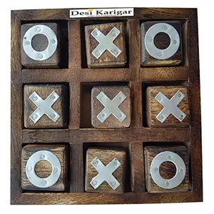 Noughts and Crosses Game Wood Tic Tac Toe Toy Game for Kids Adults