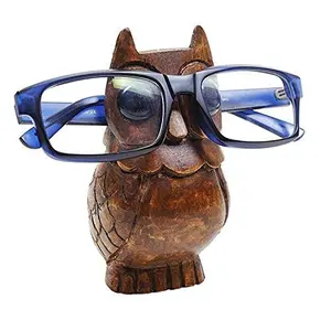 Wooden Owl Eyeglass Spectacle Holder Handmade Stand for Office Desk Home Decor Gifts