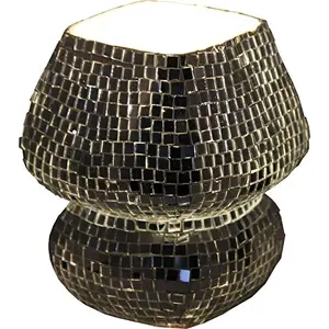 Dazzling Glass Table Mosaic Handcrafted Lamp Brown Color -36