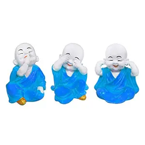 India Handcrafted Set of 3 Resine Little Buddha Monk Sculpture | Buddha Idols for Home DecorI Figurine Showpiece Sculpture for Health Wealth & Prosperity