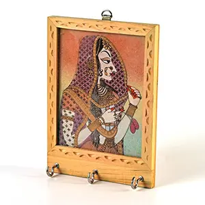 Little India Rajasthani Gemstone Painting Key Holder (Brown)