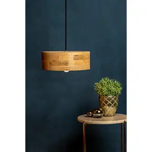 Natural Mango Wood Contemporary Hanging Pendant Ceiling Light E - 14 Bulb Holder Without Bulb 25 x 25 x 10 cm
