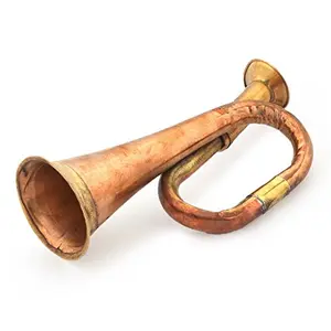 Little India Real Bugle to Play Pure Brass Handicraft Gift (Brown 164)