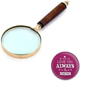 Functional Real Brass Antique Magnifying Glass (10.16 cm x 27.94 cmHCF351)