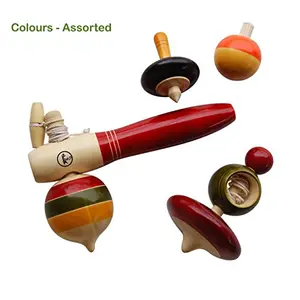 Handcrafted Wooden Spinning Tops - Collection 1: Merry Tops ( 4 Assorted Tops Multi Color)