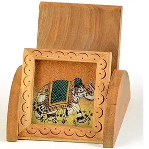 Little India Gemstone Painting Wooden Mobile Stand Gift (124 Brown)