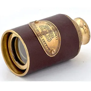 Antique Real Usable Telescope in Brass and Leather (269 Brown)