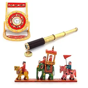 Little India Telescope Mobile Stand and Maharaja Procession Combo (359 White)
