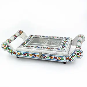 Little India Transparent Four Partition Dryfruit Serving Tray 301 Silver