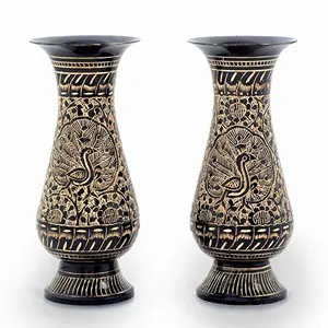 Little India Golden Meenakari Work Flower Vase (Brown Set of 2 201)