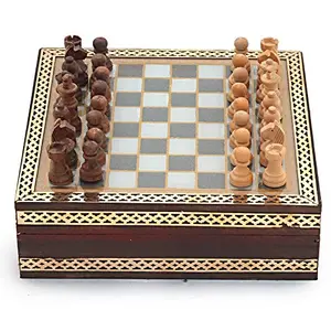 Handmade Rajasthani Gemstone Chessboard Game (210 Brown)