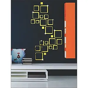 3D Butterfly Wall Sticker (Pack of 10) - Square Golden (2 Set of Pack of 12) Acrylic Stickers