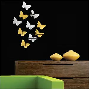 Exclusive Offer - {Get (pack of 10) 3D butterfly wall sticker with every order} - Butterflies (Pack of 10)(5 Silver & 5 Golden) 3D aCryliC stiCker 3D aCryliC stiCkers for wall 3D mirror wall stiCkers 3D aCryliC wall stiCker 3D deCorative stiCkers 3D aCryl