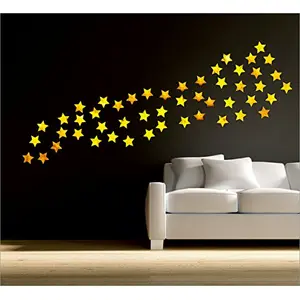 Exclusive Offer - {Get (pack of 10) 3D butterfly wall sticker with every order} - Stars Golden (Pack of 50) 3D aCryliC stiCker 3D aCryliC stiCkers for wall 3D mirror wall stiCkers 3D aCryliC wall stiCker 3D deCorative stiCkers 3D aCryliC home wall deCor 3