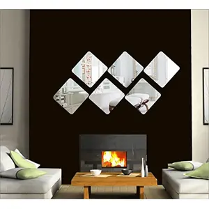 Decorative Reflective Squares Silver 3D Acrylic Sticker Pack of 6