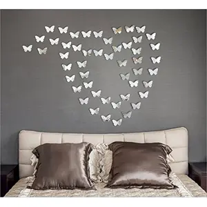 Exclusive Offer - {Get (pack of 10) 3D butterfly wall sticker with every order} - Acrylic butterfly hert Black (Pack of 50) 3D aCryliC stiCker 3D aCryliC stiCkers for wall 3D mirror wall stiCkers 3D aCryliC wall stiCker 3D deCorative stiCkers 3D aCryliC h