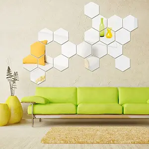 HEXAGON wall stiCkers Silver (Pack of 20) 3D aCryliC stiCker 3D aCryliC stiCkers for wall 3D mirror wall stiCkers 3D aCryliC wall stiCker 3D deCorative stiCkers 3D aCryliC home wall deCor 3D aCryliC mirror stiCKers 3D aCryliC mirror wall stiCkers for livi