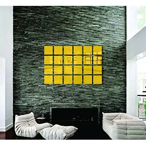 Exclusive Offer - {Get (pack of 10) 3D butterfly wall sticker with every order} - SQUARE Golden (Pack of 24) 3D aCryliC stiCker 3D aCryliC stiCkers for wall 3D mirror wall stiCkers 3D aCryliC wall stiCker 3D deCorative stiCkers 3D aCryliC home wall deCor