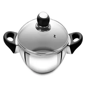 Anjali Fiesta Stainless Steel Kadai with Lid 1.3 litres Silver