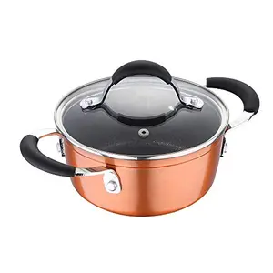 Bergner Infinity Chefs Forged Aluminium Non-Stick Casserole with Glass Lid (20 cm 2.5 Litres Induction Base Copper)