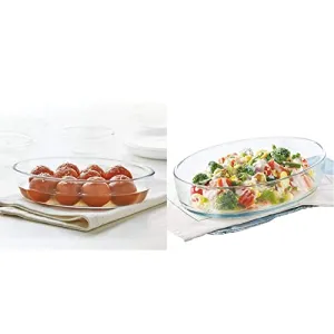 Borosil Oval Baking Dish 700 Ml Transparent & Icy22Od0124 Oval Baking Dish 2.2 Litres Transparent