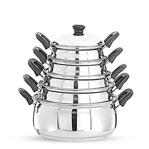 Pigeon Kitchen Star Stainless Steel Cook and Serve Handi Set (5 - Pieces Silver)