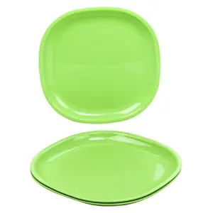 Signoraware Square Plastic Full Plate Set Set of 3 Parrot Green