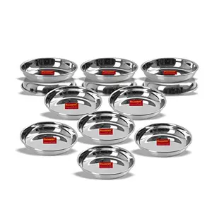 Sumeet Stainless Steel Heavy Gauge Small Halwa Plates with Mirror Finish 11cm Dia - Set of 12pc