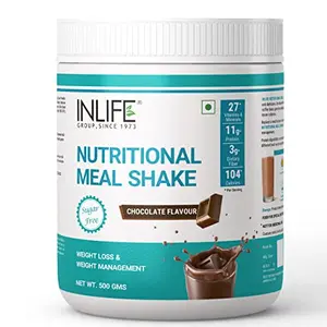 INLIFE Meal Replacement Shake For Weight Management Nutritional Meal Protein Shake Sugar Free (11g Protein 104 kcal calories) 500g (Chocolate)