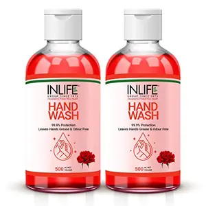 Liquid Hand Wash Soap for Germ Protection Shield Active Hand Care 500ml (Pack of 2) (Rose)